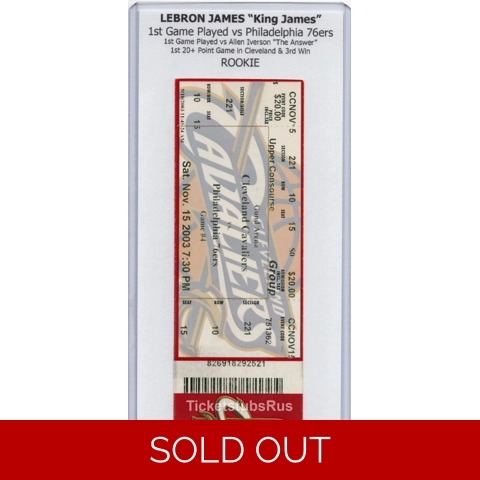 2003 LeBron James 1st GAME CAVALIERS vs 76ers ALLEN IVERSON 11/15 Full Ticket